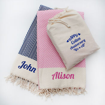 Personalised Cotton Throw Blanket, Anniversary Gift, 6 of 12