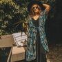 Turquoise Tye Dye Three/Four Sleeve Summer Kimono, thumbnail 1 of 4