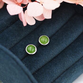 Sterling Silver Natural Jade Stud Earrings, 7 of 12