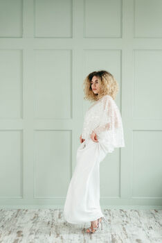 Beaded Bridal Capelet | Wedding Dress Cape, 10 of 10