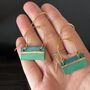 Handmade Gold And Green Block Earrings, thumbnail 5 of 8