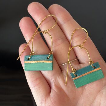 Handmade Gold And Green Block Earrings, 5 of 8