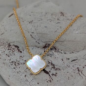 The Lucky Clover Mother Of Pearl Necklace, 5 of 7