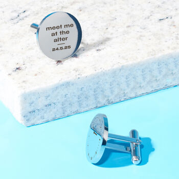 Personalised 'Meet Me At The Alter' Men's Cufflinks, 4 of 5