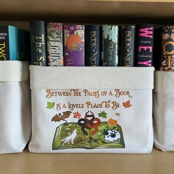 “Between The Pages” Large Fantasy Book Basket – Canvas Storage For Book Lovers, 3 of 3