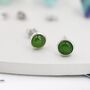 Sterling Silver Natural Jade Stud Earrings, thumbnail 4 of 12