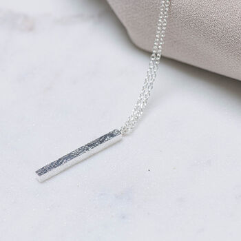 Sterling Silver Long Vertical Bar Necklace, 3 of 4