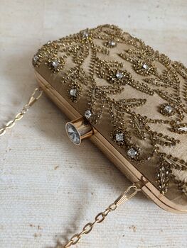 Gold Silk Handcrafted Clutch Bag, 8 of 9