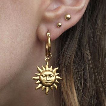 Sun And Moon Hoop Drop Earrings, 4 of 8