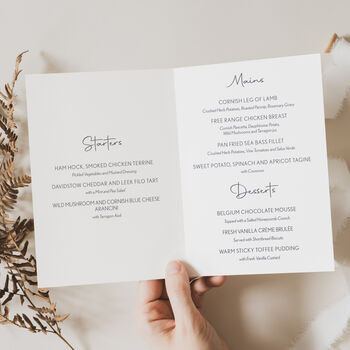 Wedding Table Menu In Blue And White Floral, 2 of 4