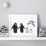 Personalised Family Of Penguins Print, thumbnail 1 of 5