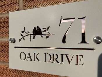Personalised Bird On Branch Design House Acrylic Number Sign, 5 of 7
