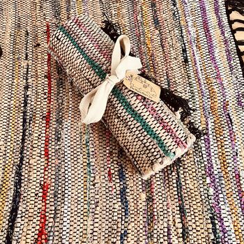 Emerald Green And Natural Rag Rug Bohemian, 6 of 10