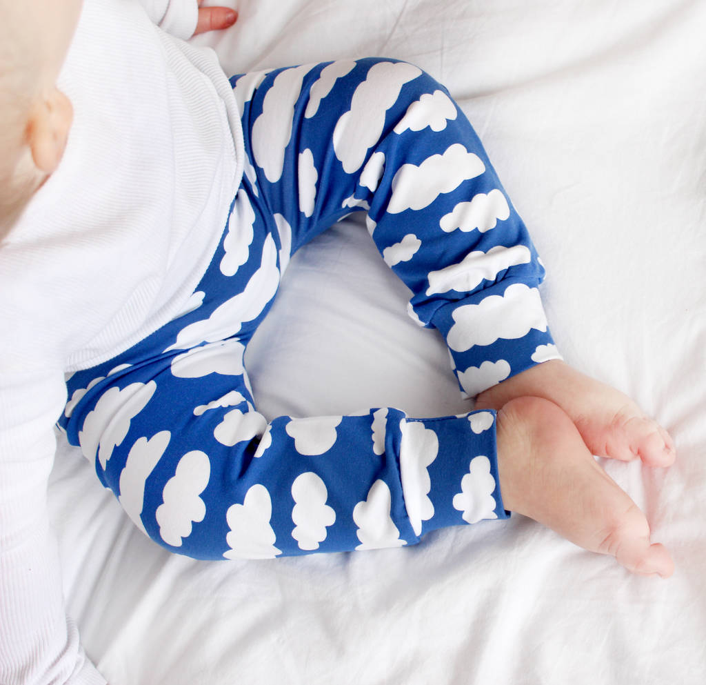 blue cloud child and baby leggings by fred & noah