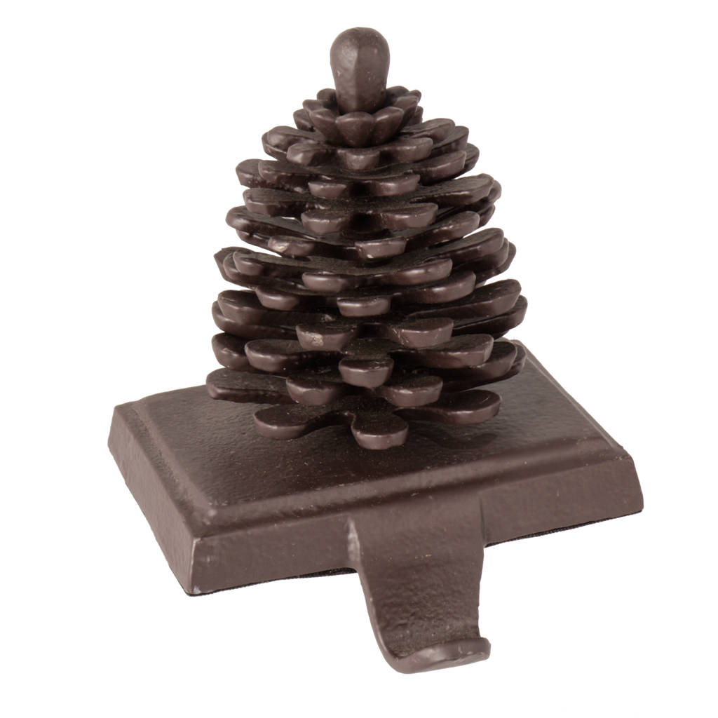 cast iron pine cone christmas stocking holder by dibor