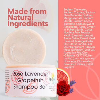 Rose Lavender Grapefruit Shampoo Bar For All Hair Types, 3 of 9