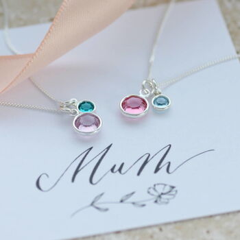 Mother And Child Birthstone Charm Necklace, 3 of 11