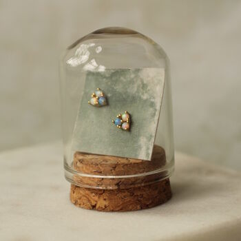 Turquoise Trio Opal Stud Earrings, 2 of 9