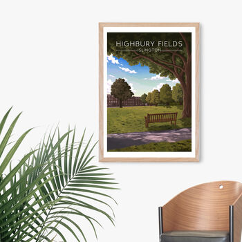 Highbury Fields Islington Travel Poster Art Print, 4 of 8