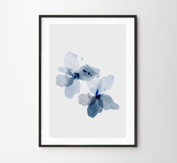 Set Of Three Blue Floral Watercolour Art Prints, 6 of 7