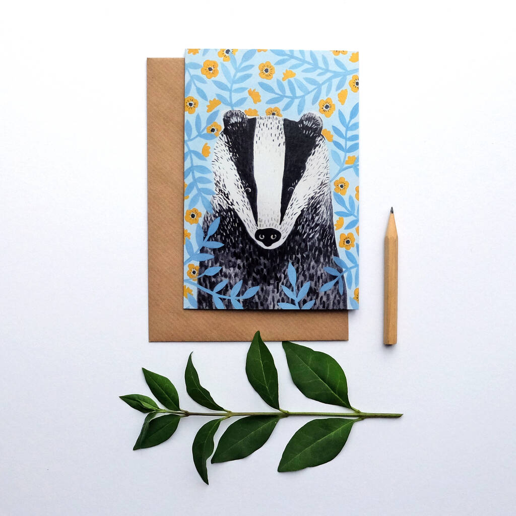 Recycled Illustrated Badger Card, 1 of 2