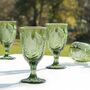 Set Of Four Vintage Embossed Coloured Wine Glasses, thumbnail 4 of 5