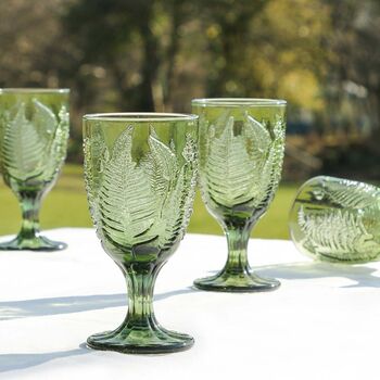 Set Of Four Vintage Embossed Coloured Wine Glasses, 4 of 5