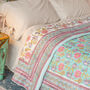 Floral Handmade Bohemian Bedspread Quilt, thumbnail 5 of 5