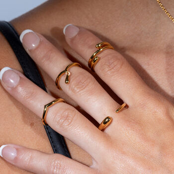 Midi Ring With Drip In Gold Vermeil, 2 of 5
