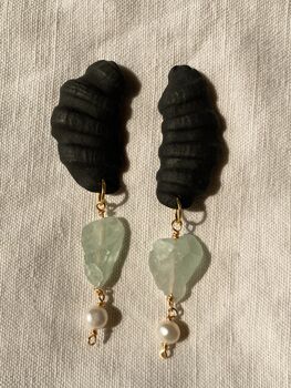 Abstract Scallop Shell Dangle Drop Statement Earrings, 7 of 11
