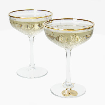 Personalised Gold Rim Champagne Coupe Glasses, 4 of 4