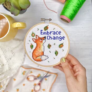 Embrace Change Fox Cross Stitch Kit, 6 of 7