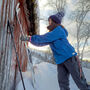 Navy Nordic Knit Reflective Super Bobble Hat, thumbnail 2 of 6