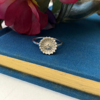 Sterling Silver Mini Sunflower Ring, 6 of 7