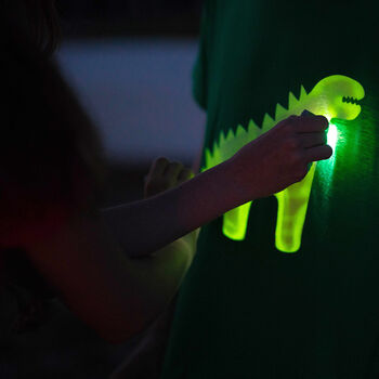 Dinosaur Glow In The Dark Interactive Kids T Shirt, 2 of 9