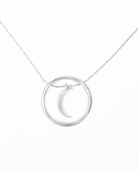 Double Moon Sterling Silver Necklace, 2 of 3