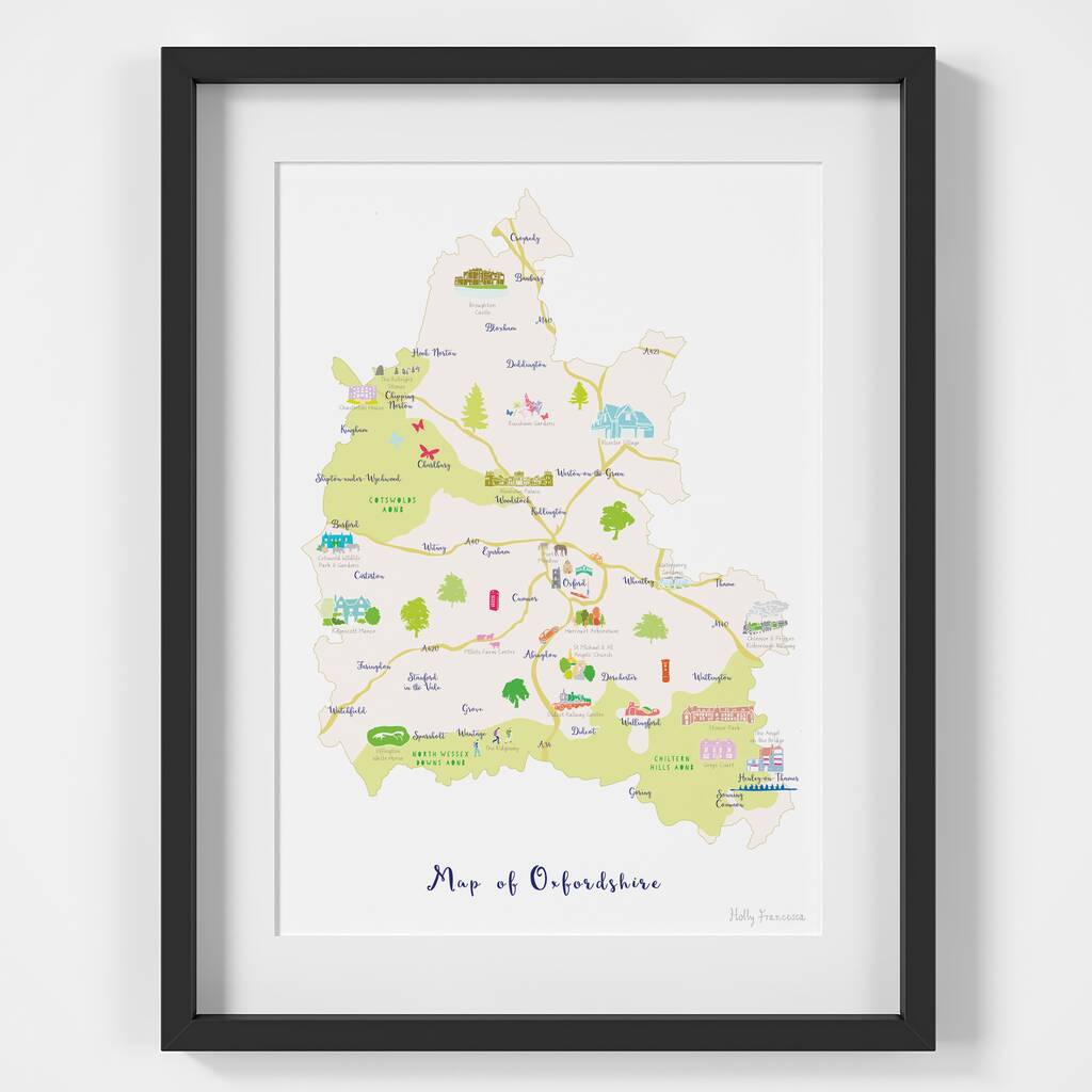 Map Of Oxfordshire Art Print By Holly Francesca