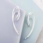 Statement Silver Curled Wishbone Earrings, thumbnail 2 of 7