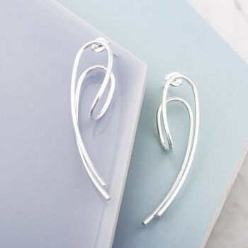 Statement Silver Curled Wishbone Earrings, 2 of 7