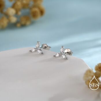 Marquise Cz Stud Earrings In Sterling Silver, 7 of 12