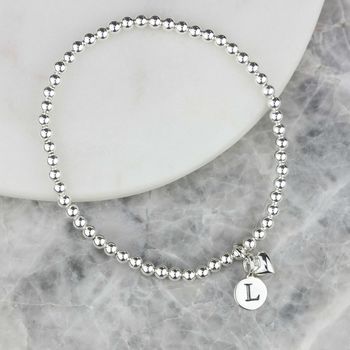 Personalised Skinny Bead Bracelet With Heart Charm, 8 of 12