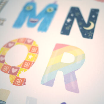 Colourful Illustrated Alphabet Print, 6 of 9