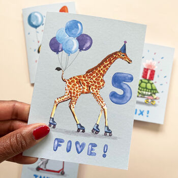 Giraffe 5th Birthday Card, 4 of 5