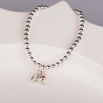 Personalised Baby Robin Solid Silver Bead Bracelet, 2 of 6