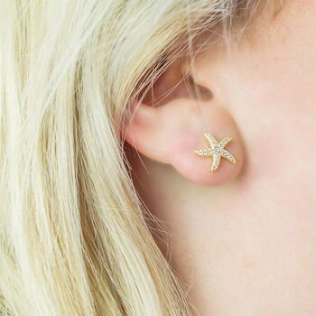 Starfish Stud Earrings In Silver Or Gold Vermeil, 2 of 5