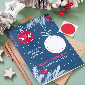 Bauble Scratch Off Surprise Gift Christmas Card, 5 of 5
