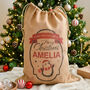Personalised Penguin Hessian Christmas Sack, thumbnail 1 of 2