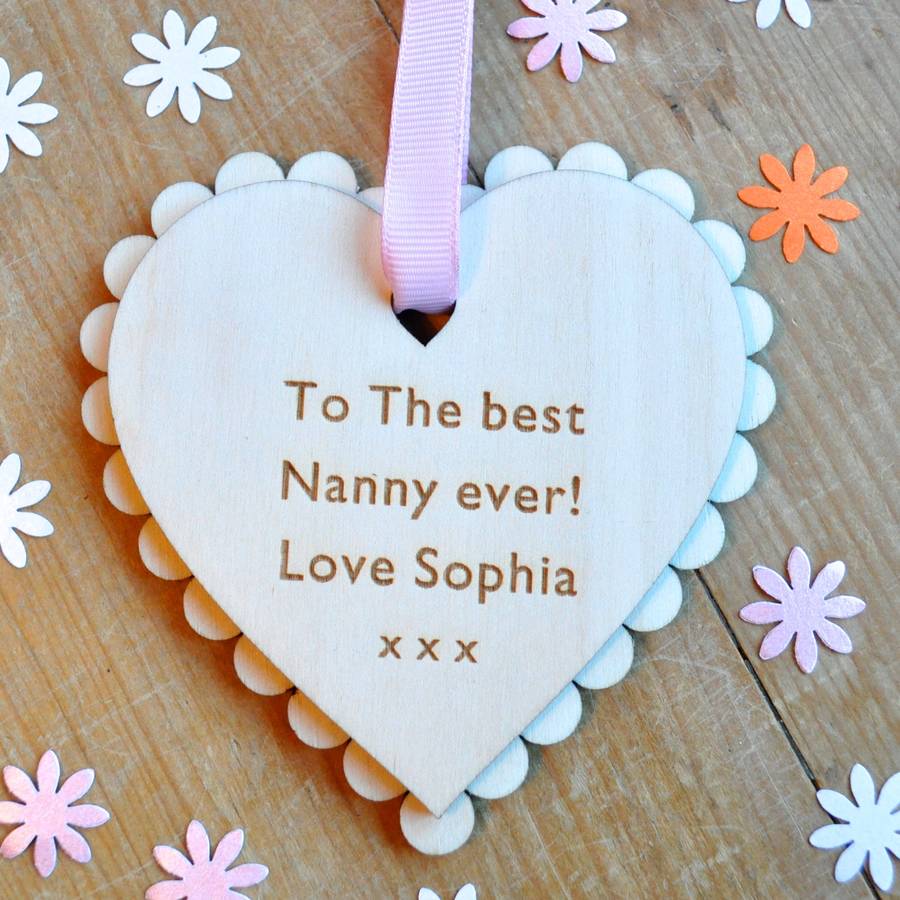 Personalised nanny mothers day heart by sweet pea design