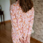 Orange And Pink Organic Floral Block Printed Pyjamas, thumbnail 2 of 9