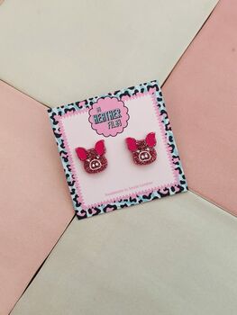 Pig Studs / Farm Animal Jewellery / Cute Resin Animal Studs, 4 of 5